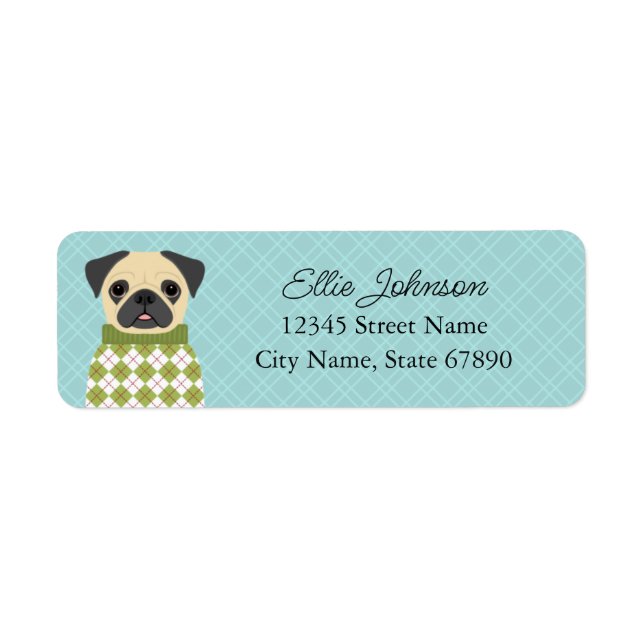 Etiqueta Pug Return Address Labels (Frente)