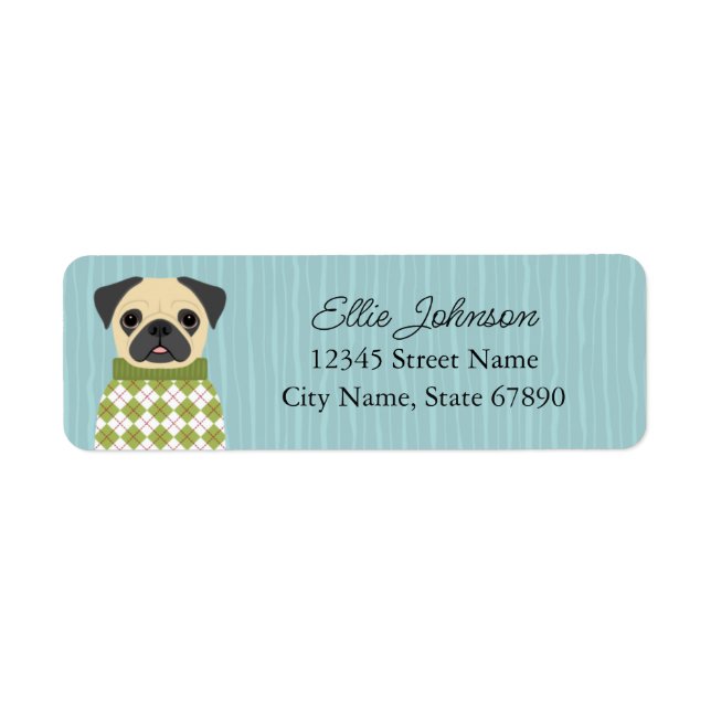 Etiqueta Pug Return Address Labels (Frente)