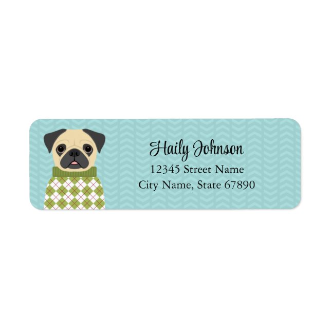 Etiqueta Pug Return Address Labels (Frente)