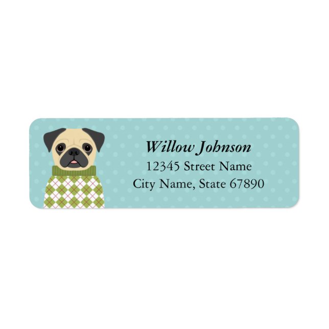 Etiqueta Pug Return Address Labels (Frente)