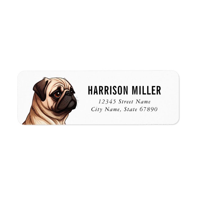 Etiqueta Pug Return Address Labels (Frente)