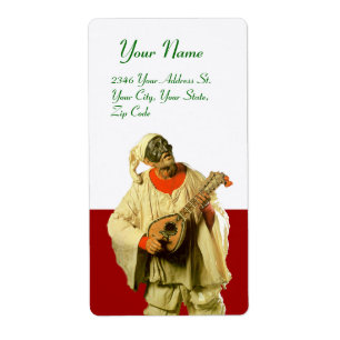 Etiqueta PULCINELLA COM MANDOLIN vermelho branco