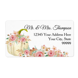 Etiqueta Pumpkin branco Dourado Floral de Boho Rosa