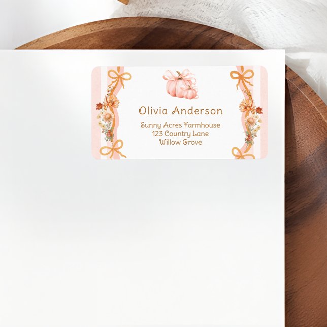Etiqueta Pumpkin Floral Baby Shower Return Address Label (Criador carregado)