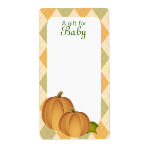 Etiqueta Pumpkin Harvest Argyle Book Tags Baby Blue
