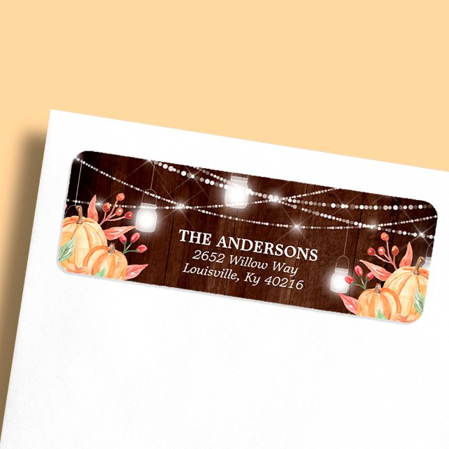 Etiqueta Pumpkin Harvest Mason Jar Fall Lights (Criador carregado)
