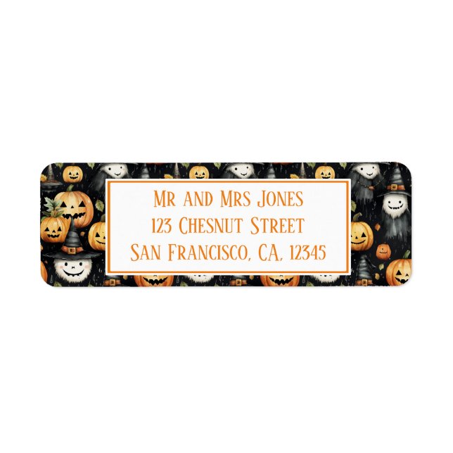 Etiqueta Pumpkins e Monstros Halloween (Frente)