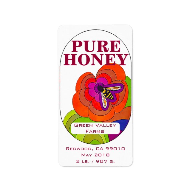 Etiqueta Pura Honey Jar 2 lbs/907g (Frente)