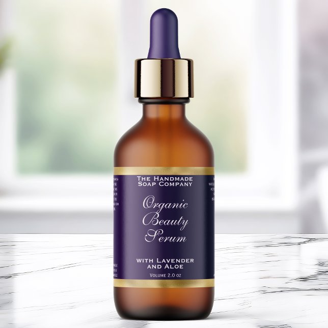 Etiqueta Purple and Gold Cosmetics Dropper Bottle Label (Criador carregado)