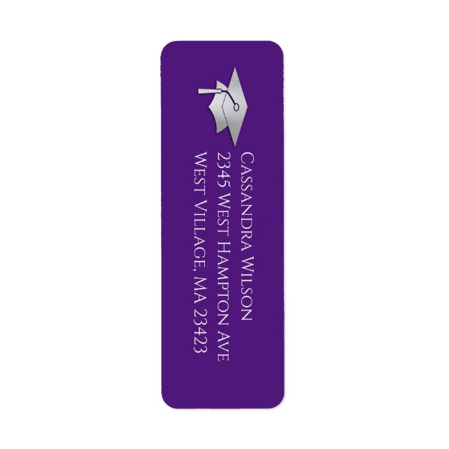 Etiqueta Purple and Silver Graduation (Frente)
