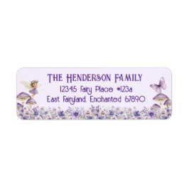 Etiqueta Purple Fairy Party Return Address Label