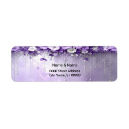 Etiqueta Purple Flowers Return Address Label