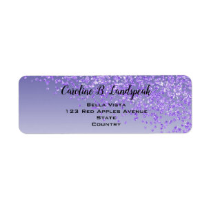 Etiqueta Purple Glitter Modern Gradient Return Address