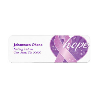 Etiqueta purple ribbon hope ~ mailing label