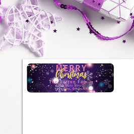 Etiqueta Purple Winter Wonderland Natal Return Address