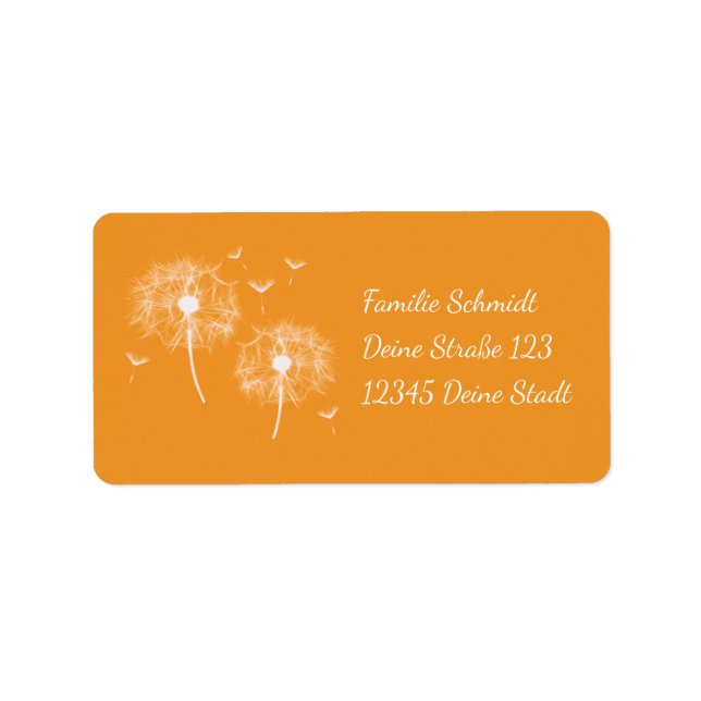 Etiqueta Pusteblume - orange | romantischer (Frente)