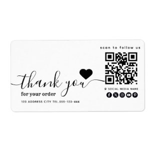 Etiqueta Qr code obrigado de mídia social para sua empresa