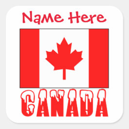 Etiqueta Quadrada Nome Bandeira Canadá Personaliza