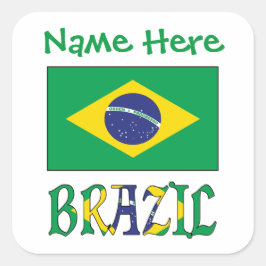 Etiqueta Quadrada Personalizada da Bandeira do Bra