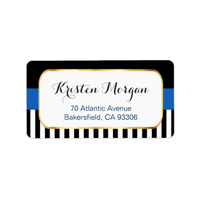 Etiqueta Quadro Dourado com Marinho Azul, Banhas brancas Pr (Frente)