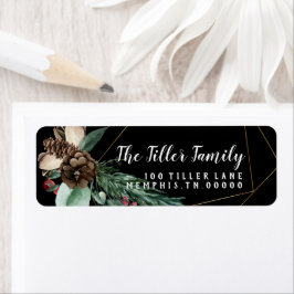 Etiqueta Quadro Floral Dourado Feliz Natal