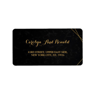 Etiqueta Quadro geométrico preto & Dourado chique