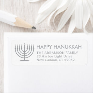 Etiqueta Qualquer Texto Menorah White Hanukkah Endereço de