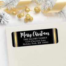 Qualquer texto preto e Dourado endereço de devoluç