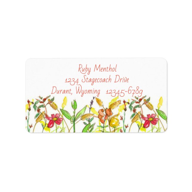 Etiqueta Queda Flores Selvagens Laranja Snapdragões Foxtail (Frente)