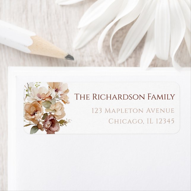 Etiqueta Queda outono rústico floral beige verde neutro (Insitu)