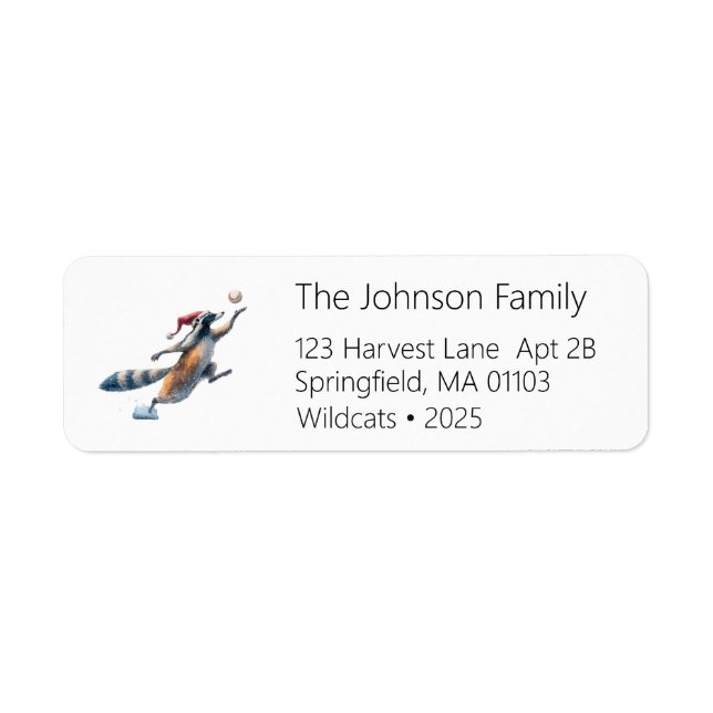 Etiqueta Raccoon Baseball Address Label (Frente)
