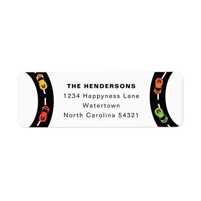 Etiqueta Race Track Boys 4th Birthday White (Frente)