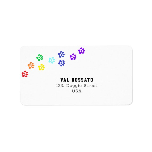 Etiqueta Rainbow Dog Paw (Frente)