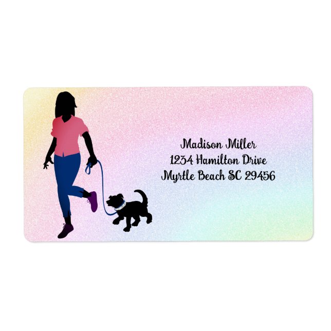 Etiqueta Rainbow Dog Walker/ Pet Sitter Shipping (Frente)