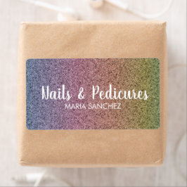 Etiqueta Rainbow Faux Glitter Patterno Nail Hair Business