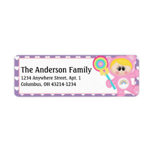 Etiqueta Rainbow Girl Care a Lot Kids Address Labels d5