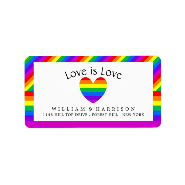 Etiqueta Rainbow Heart Love is Love (Frente)