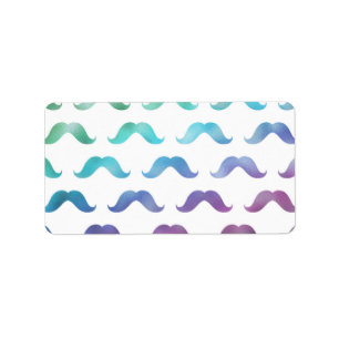 Etiqueta Rainbow Mustache Faux Foil Metálico Mustaches