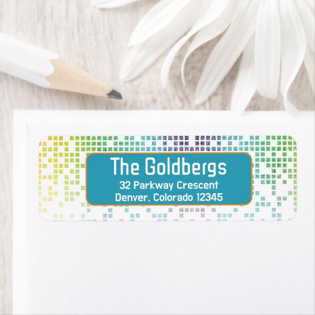 Etiqueta Rainbow Pixel Video Game Gamer Bar Mitzvah Endereç (Insitu)