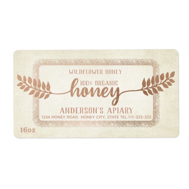 Etiqueta Ramificação de mel para a caligrafia russa da Vint (Frente)