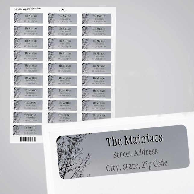 Etiqueta Ramificações da árvore de silhueta preta Cinza End (Criador carregado)