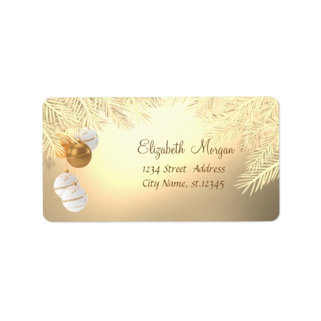 Etiqueta Ramos de árvore de Natal, bolas de Natal (Frente)