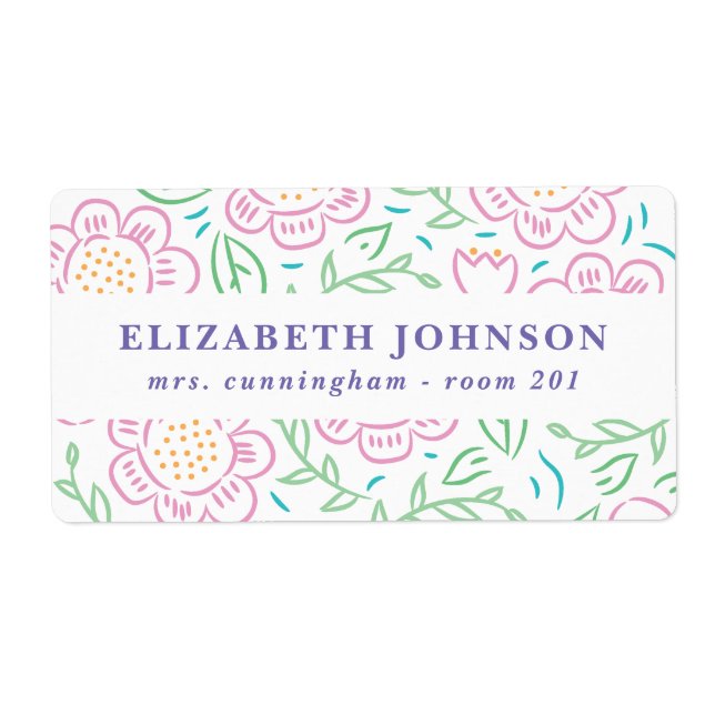 Etiqueta Raparigas de volta à escola Floral Label 2 (Frente)