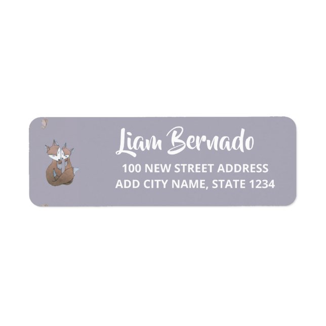Etiqueta Raposa feliz na cinza (Frente)