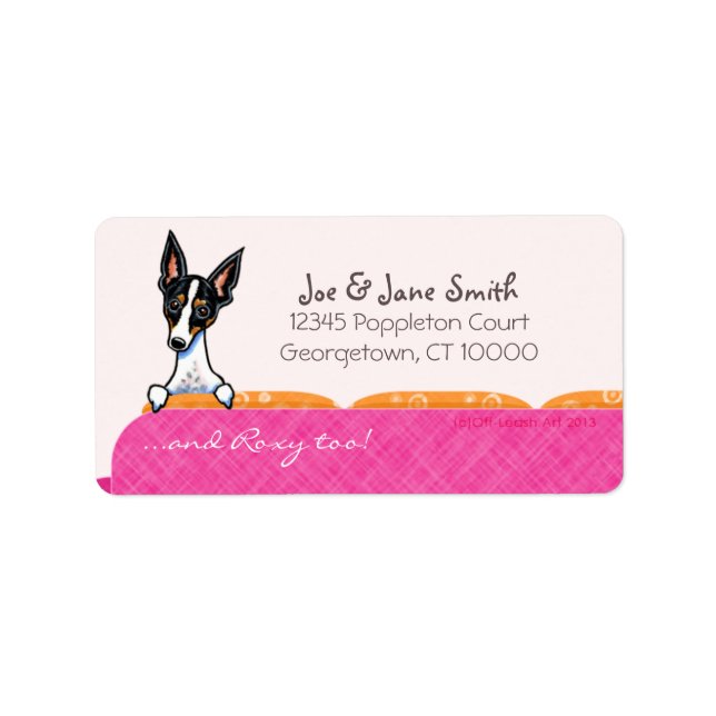 Etiqueta Rat Terrier Pink Couch Personalizado Nome Pet (Frente)