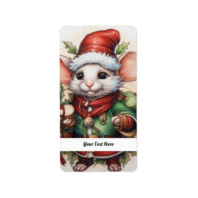 Etiqueta Rato de Natal 50 Seu Texto Aqui (Frente)