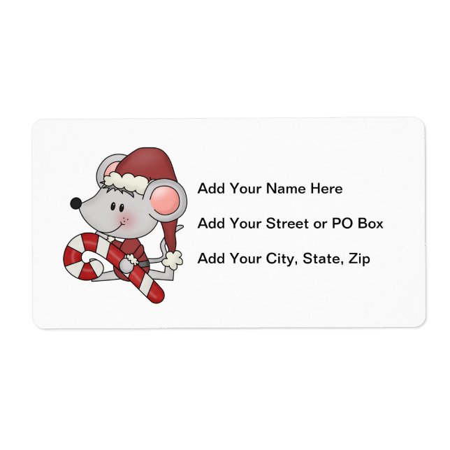 Etiqueta Rato do Natal com bastão de doces (Frente)