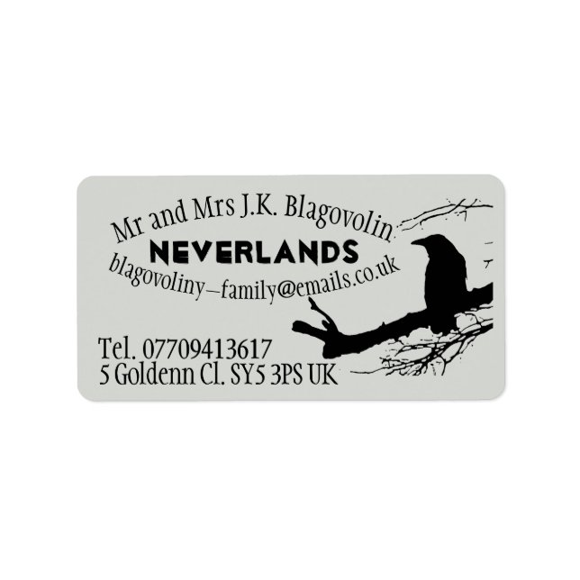 Etiqueta Raven na árvore (Frente)