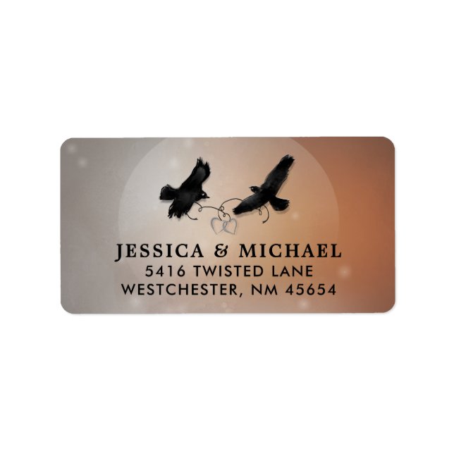 Etiqueta Ravens & Hearts Halloween Endereço Label (Frente)