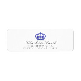 Etiqueta Real Glitter RSVP Crown Princesa Branca Cobalt Blu